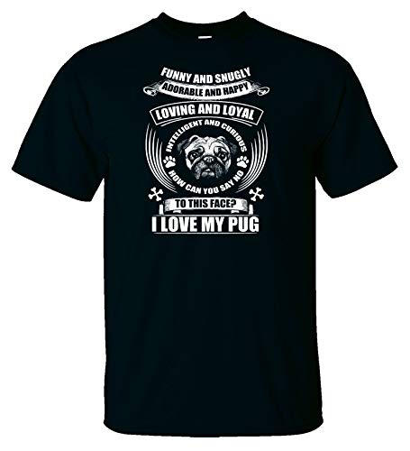 Logoz USA Pug Funny and Snugly Adorable and Happy T Shirt B07K1P8WYF