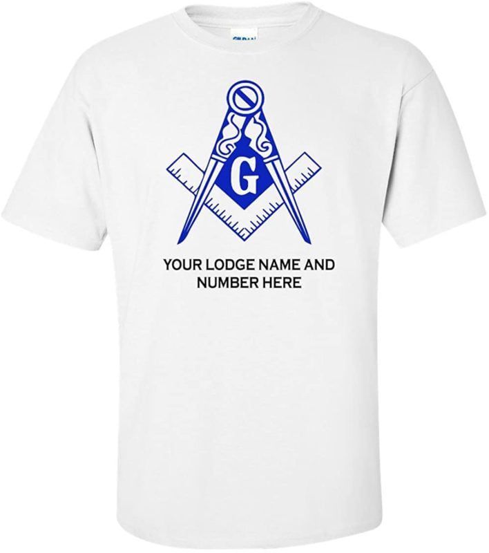 Variation LogozBlueLodgeCustomSmallWhite of Mason Blue Lodge Custom T Shirt B01K6AL4OY 2983