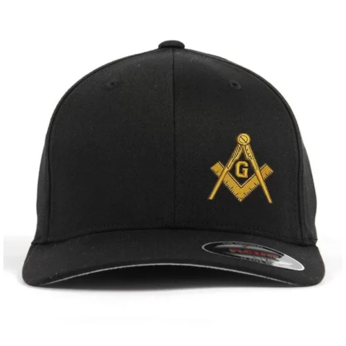 Freemason Mason Embroidered Stretch Flex Fit Black Baseball Cap Hat